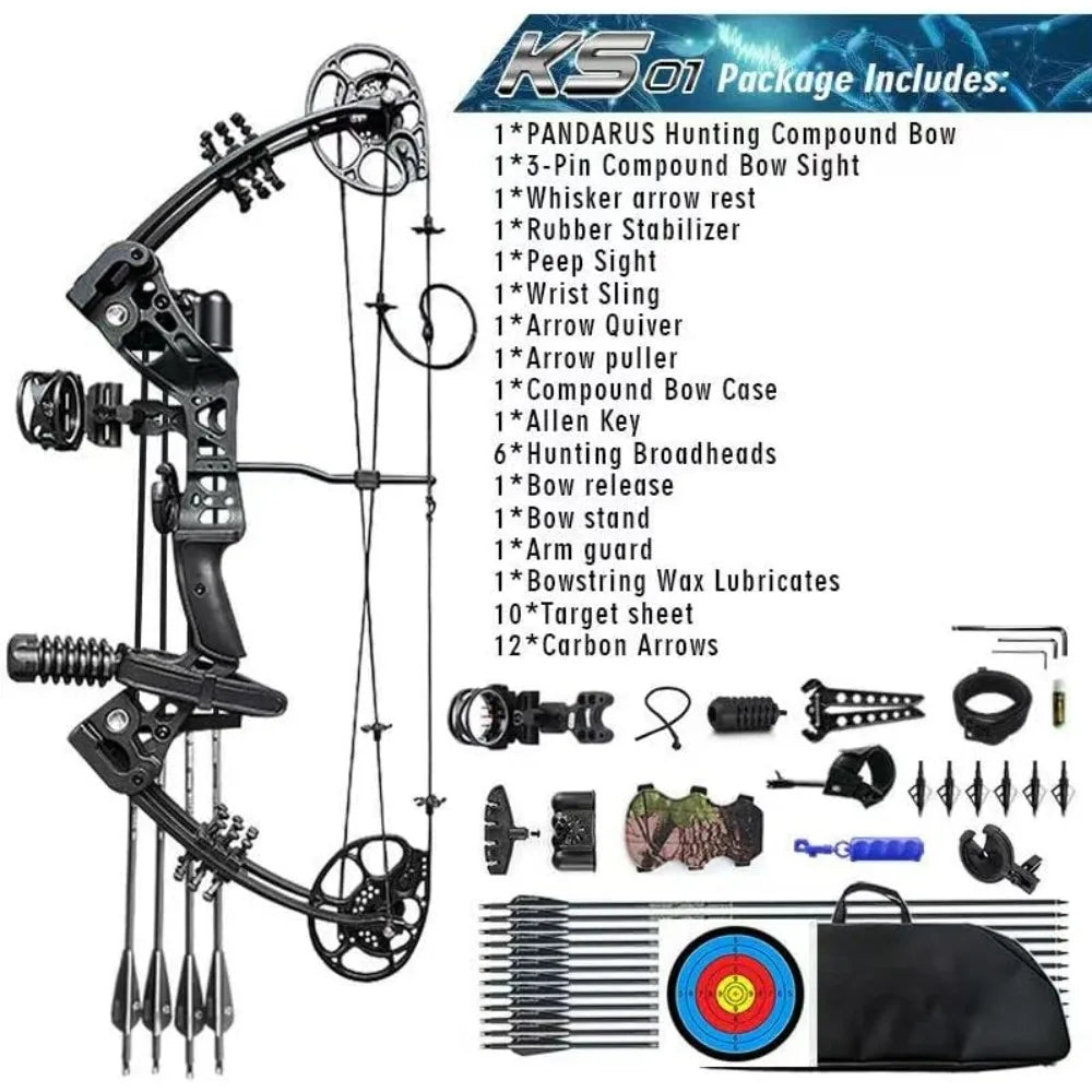 Compound Bow Set 15-45lbs 18"-29" Draw 320 FPS